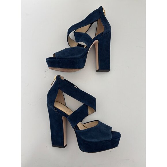 Jessica Simpson Heels 51/2 Suede Platform Chunky Block Y2K Night Out Studio 54 - Picture 4 of 15